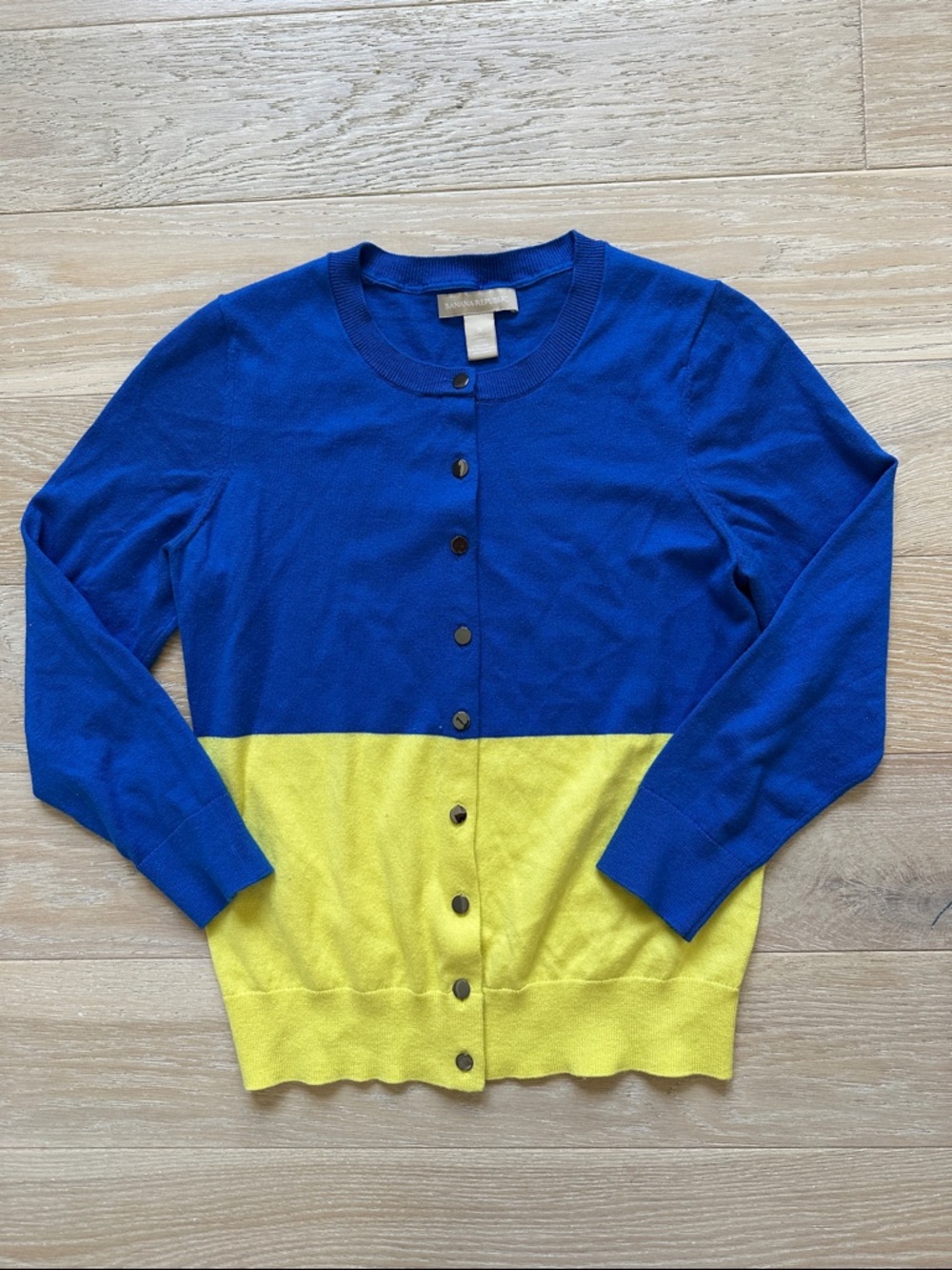 Banana Republic Colorblock Blue and Yellow Women's Cardigan Sweater Size Small